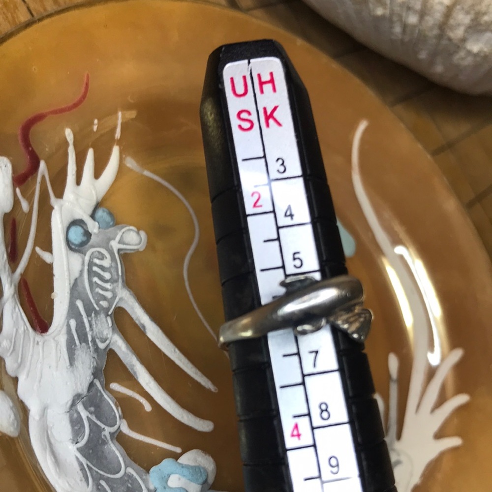 925 Solid Sterling Silver Dolphin Ring Size 3 Adj… - image 3